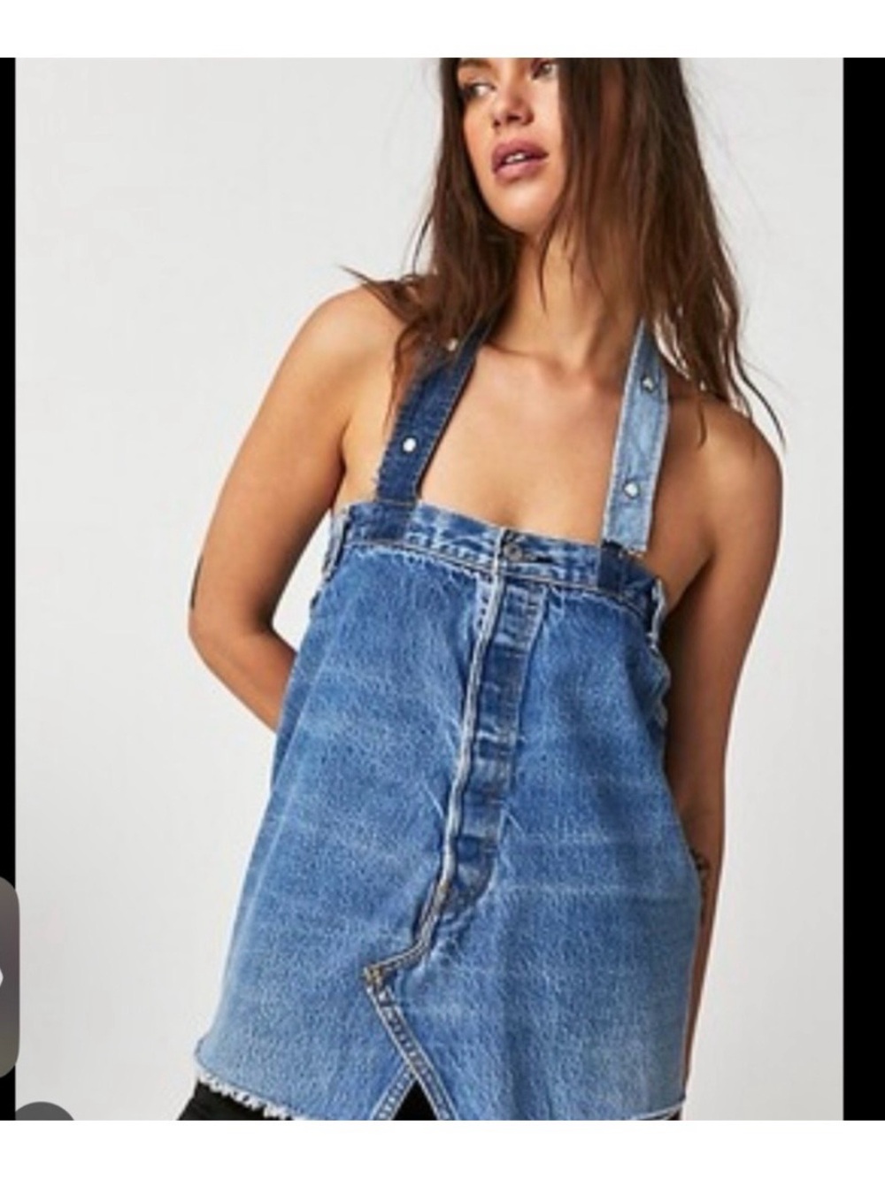 NWT Free People x Tricia Fix Upcycled Denim Levis Top Adjustable XS S Skirt RARE